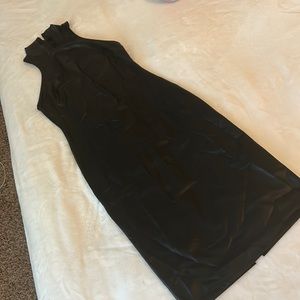 Long pleather like black dress (fitted) also new never worn